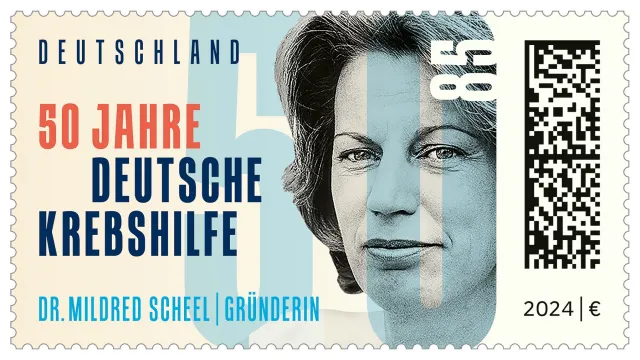 Bild: Sonderbriefmarke ‘50 Jahre Deutsche Krebshilfe’