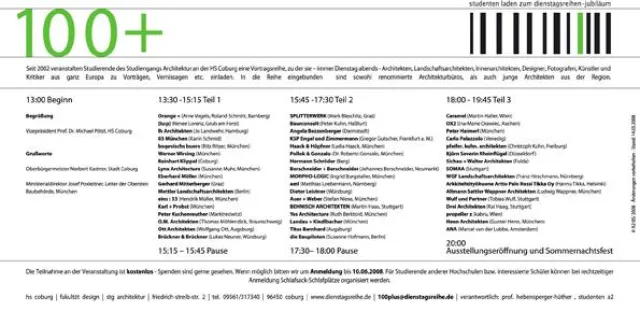 Bild: Internationale Architekten präsentieren sich zur ‚dienstagsreihe 100+’