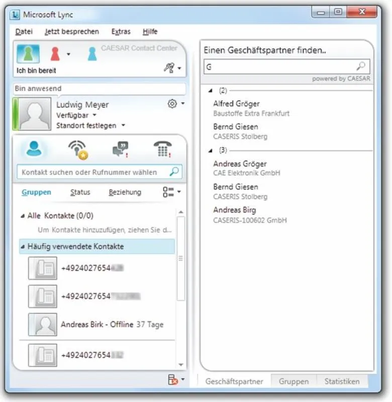 Mit CAESAR wird Microsoft Lync um Contact-Center-Funktionalitäten erweitert.