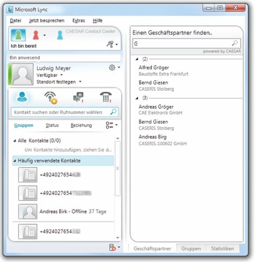 Mit CAESAR wird Microsoft Lync um Contact-Center-Funktionalitäten erweitert.