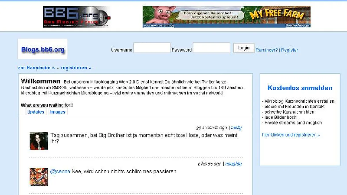 Microblog für Kurznachrichten