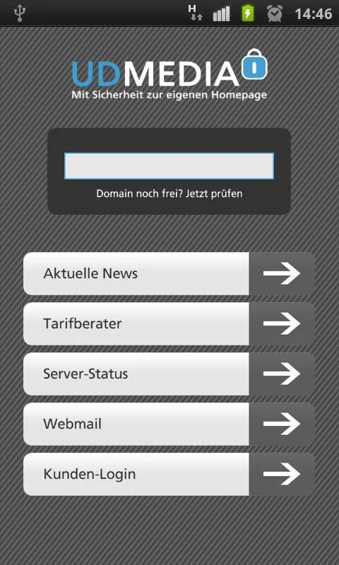 Mit der UD Media App lassen sich Internetadressen auf Verfügbarkeit prüfen und bestellen
