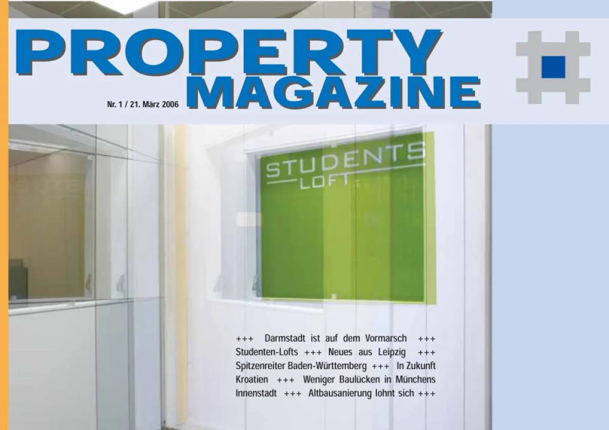 Der Titel der Erstausgabe des pdf-Magazins Property Magazine