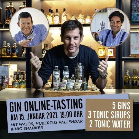 Bild: Wajos veranstaltet Gin Online-Tasting am 15.01. mit Barkeeper Nic Shanker & Destillateur Hubertus Vallendar