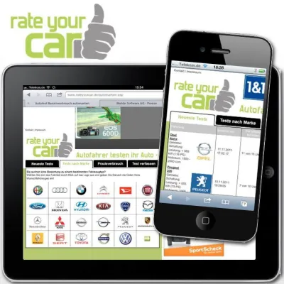 Mobile Software AG setzt den Relaunch von rateyourcar.de um Bild: Mobile Software AG setzt den Relaunch von rateyourcar.de um
