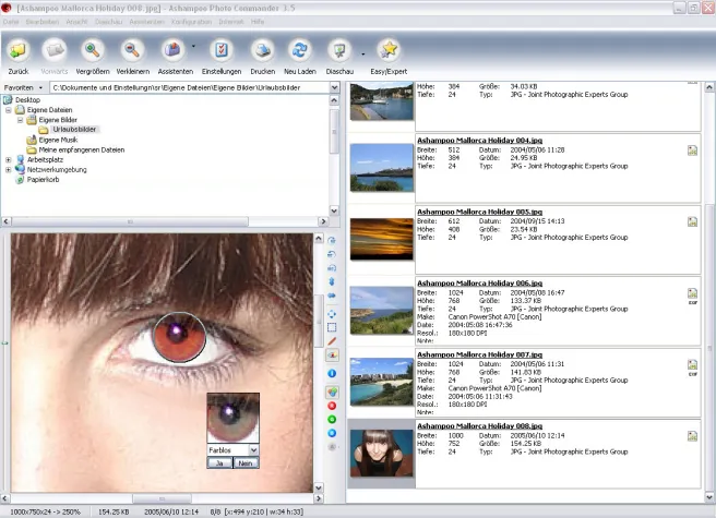 Bild: Ashampoo Photo Commander 3: Rote Augen entfernen