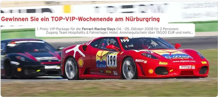 Bild: acm europe verlost ein VIP-Wochenende bei den Ferrari-Racing-Days 2008 am Nürburgring