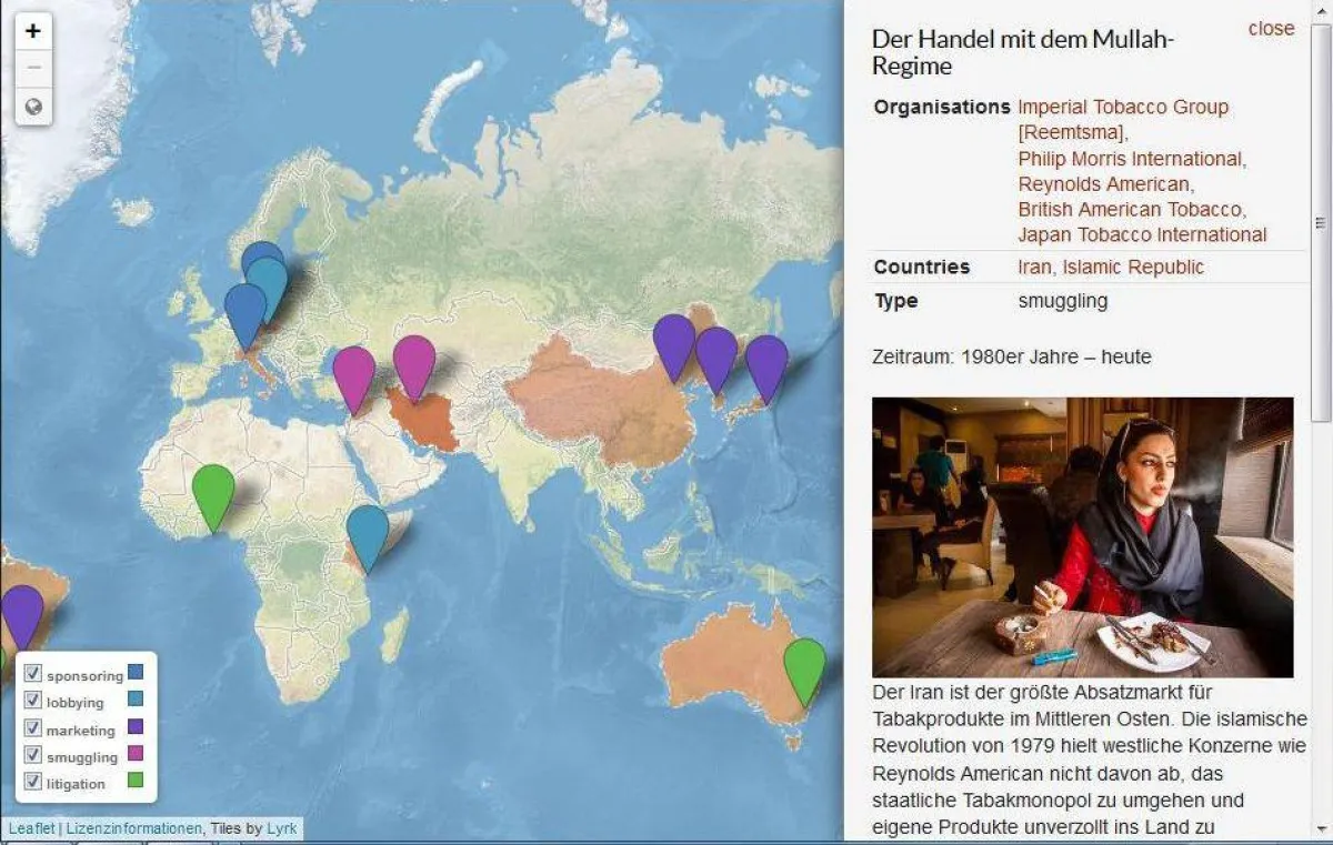 Weltkarte der Strategien auf www.unfairtobacco.org/strategies-map