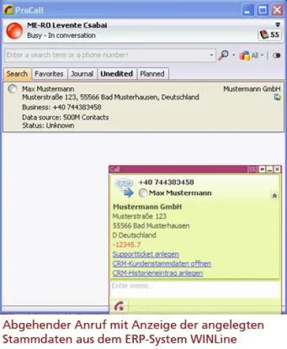 Unified Communications mit CTI für ERP-Software WINLine von Mesonic Bild: Unified Communications mit CTI für ERP-Software WINLine von Mesonic