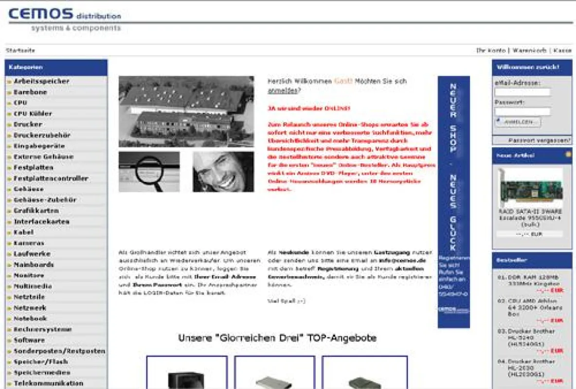 Der neue Online-Shop der cemos GmbH