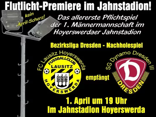 Bild: FC Lausitz Hoyerswerda: Flutlichtpremiere gegen Dynamo Dresden