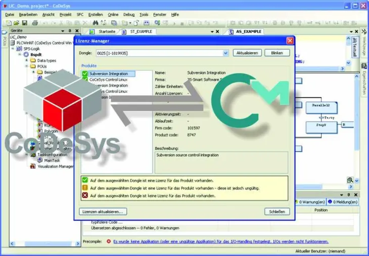 Automatisierungssoftware CoDeSys jetzt mit CodeMeter-Technologie für den Schutz von Steuerungen Bild: Automatisierungssoftware CoDeSys jetzt mit CodeMeter-Technologie für den Schutz von Steuerungen