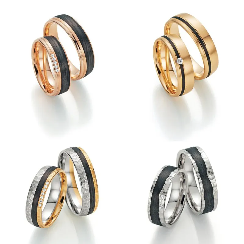 (Modelle v. l. n. r. 23-01180-060 Rotgold, 23-01190-060 Apricotgold, 23-01210-060 Apricotgold und Gr