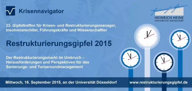 Bild: Restrukturierungsgipfel 2015 an der Universität Düsseldorf widmet sich den Umbrüchen am Restrukturierungsmarkt