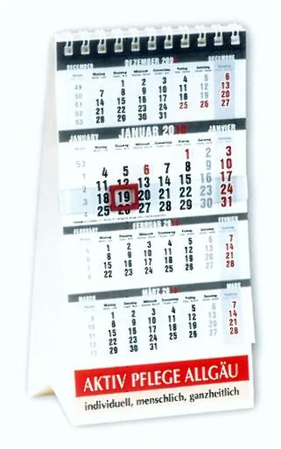 Neu entwickelter 4-Monats-Tischkalender in dieser Art