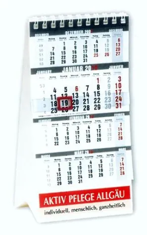 Bild: Neu entwickelter 4-Monats-Tischkalender in dieser Art