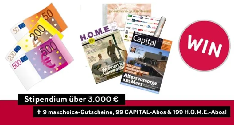 Entspannt studieren - allmaxx verlost ein Stipendium über 3.000 € Bild: Entspannt studieren - allmaxx verlost ein Stipendium über 3.000 €