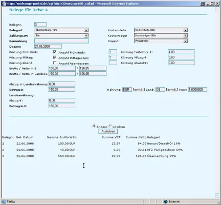 Bild: Software-Eilzug zur Abrechnung von Dienstreisen