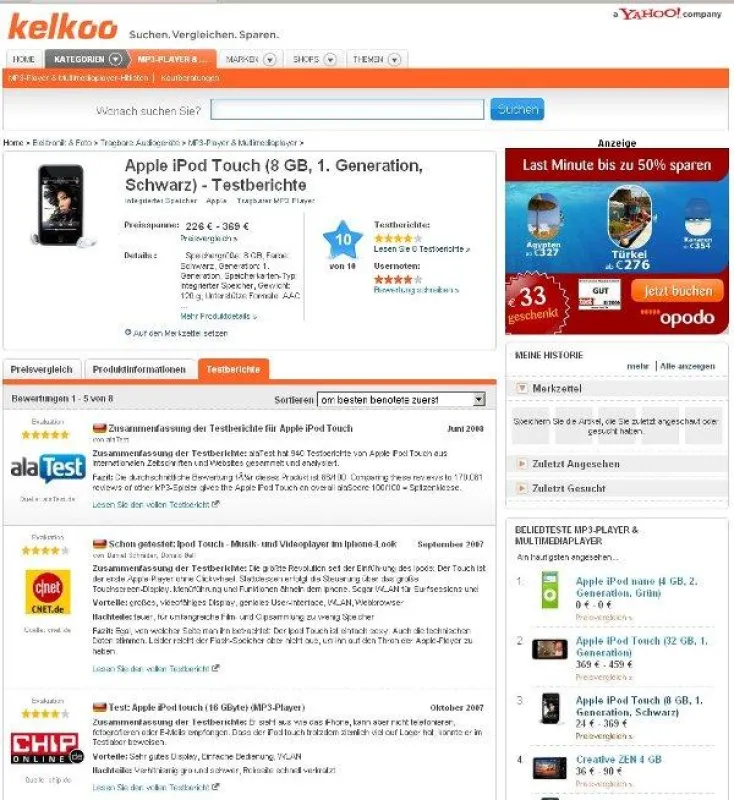 Screenshot Kelkoo.de