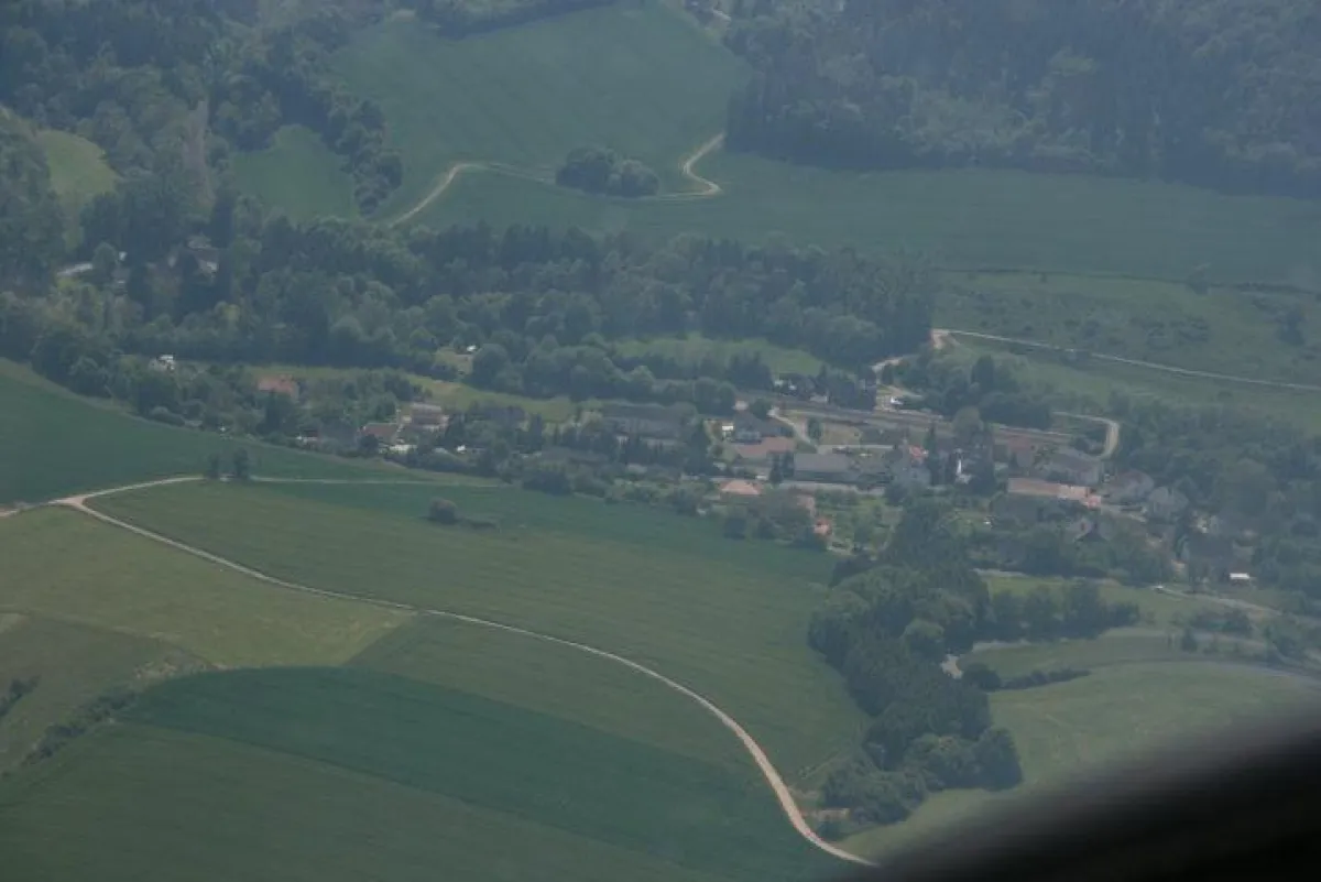 Der Ort Philippsheim mit Landhaus Biehl in Luftaufnahme