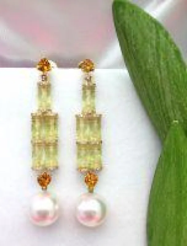 Außergewöhnliche Ohrringe mit Diamanten, Citrinen und an Bambuselemente erinnernden Quarzsteinen. Foto: Richard Jewelry Co. Ltd.