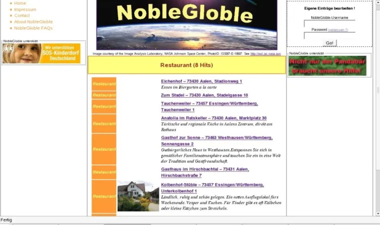 Bild: Regionale Suche mit „NobleGloble“: Neuartige Suchmaschine bringt Gast und Gastwirtschaft zusammen