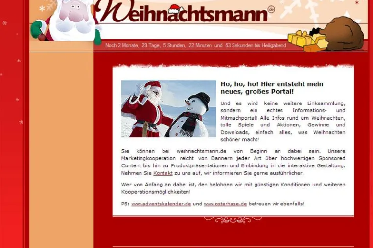 Bild: Noch 3 Monate bis Heiligabend - Der Weihnachtsmann bekommt seine eigene Homepage
