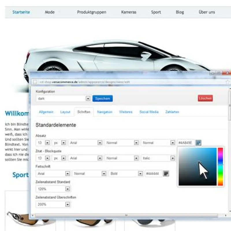 Das Shop-Design kann sehr flexibel mit dem Konfigurator angepasst werden.