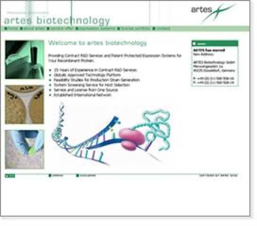 Artes Biotechnolgy GmbH - Dienstleister in der Herstellung und Optimierung mikrobieller rekombinanter Produktionsstämme,  besonders mit den Hefekulturen Hansenula und Arxula.
