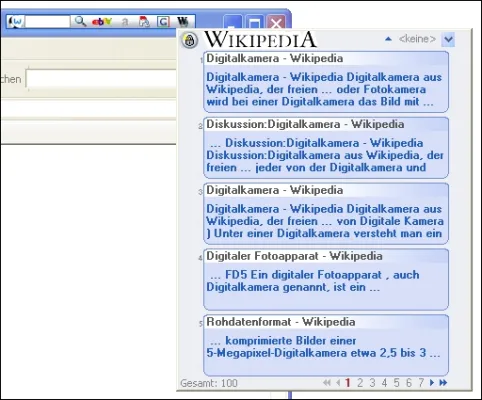 Bild: webtip Titlebar 1.0: Nachschlagen bei Google, Wikipedia, Amazon, Preispiraten und eBay