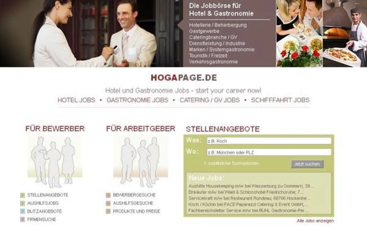 Hotel und Gastronomie Jobs auf Hogapage.de