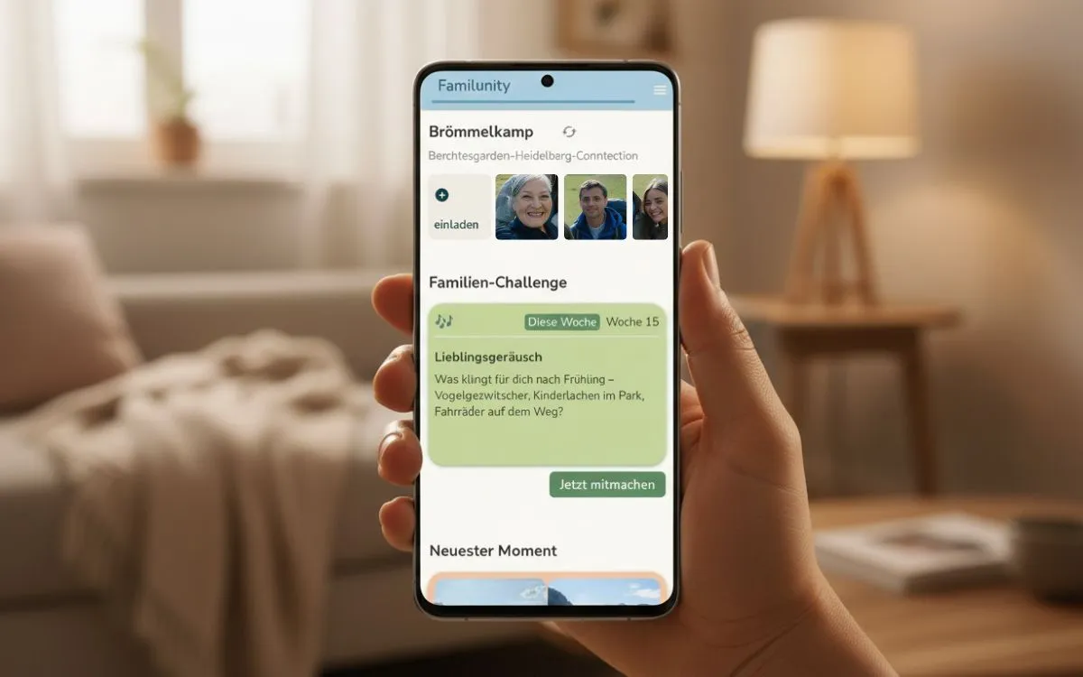 Startseite der App Familunity