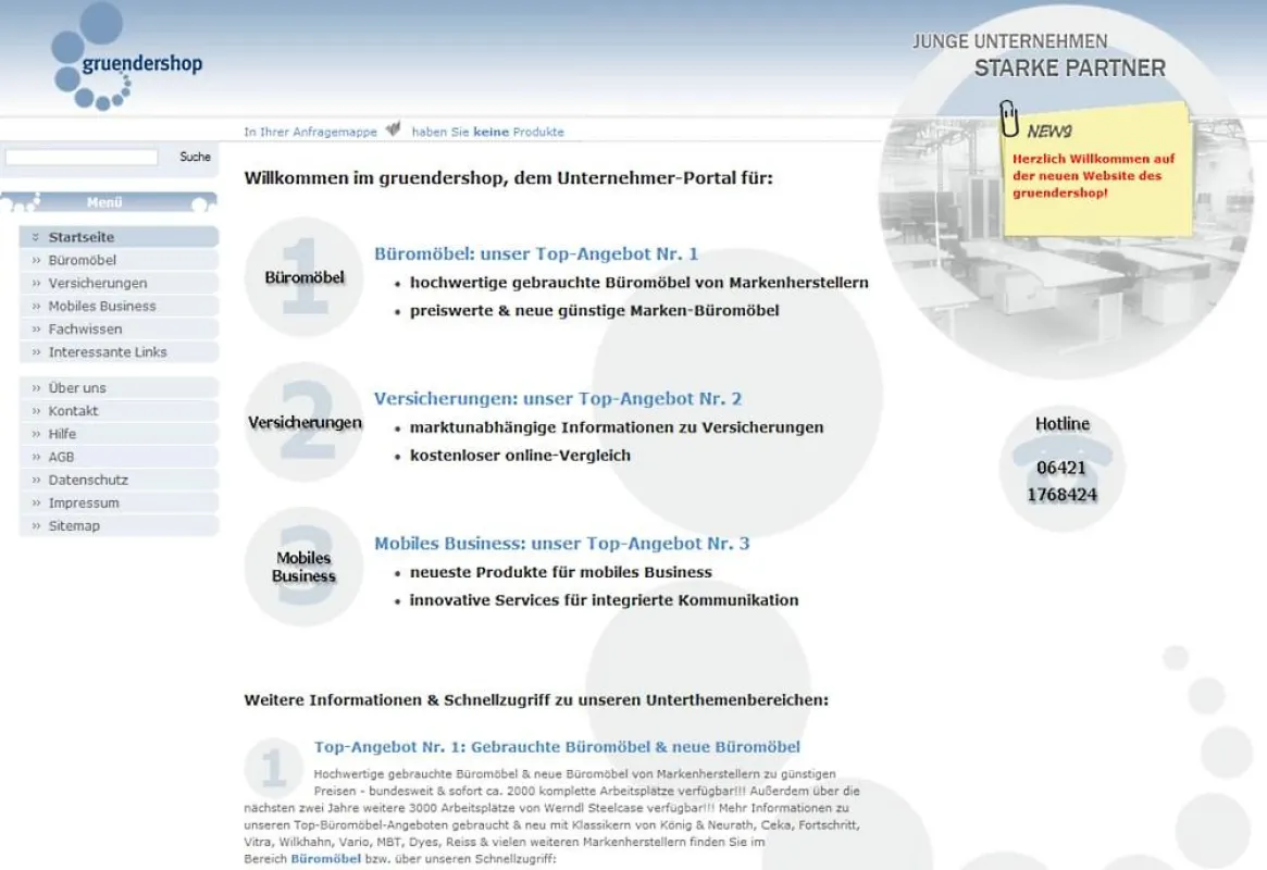 Die neue Website des Unternehmer-Portals www.gruendershop.de