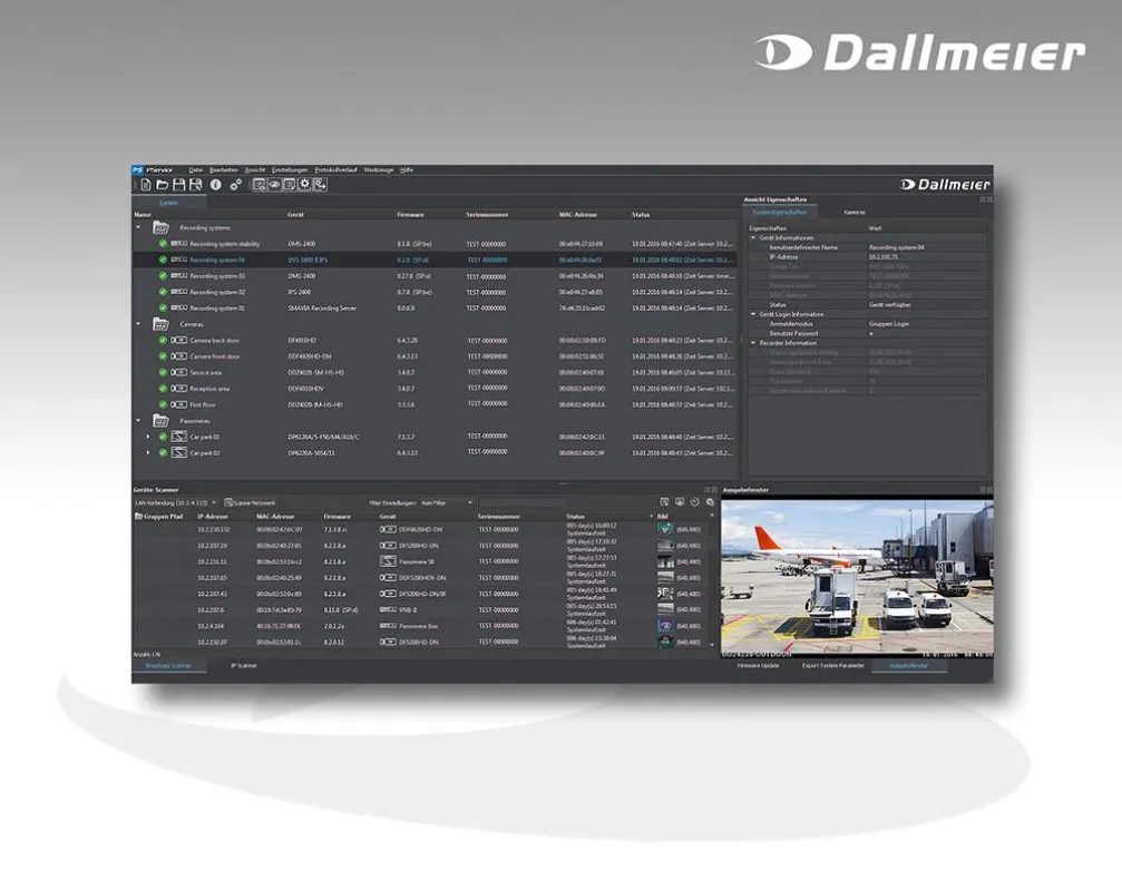 PService3 von Dallmeier zur Verwaltung von Videosystemen