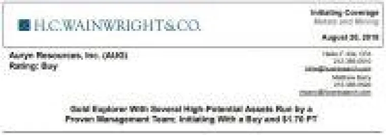 Bild: Auryn Resources erfährt hohe Bewertung in unabhängiger Research Studie