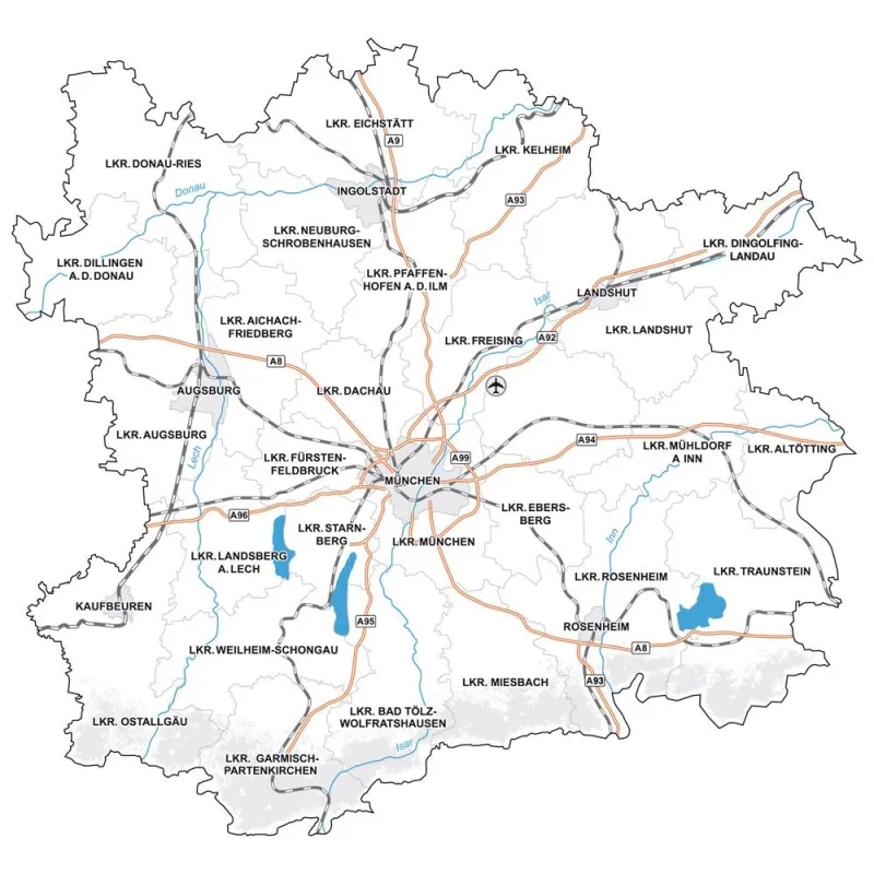 Die Metropolregion München umfasst nun 32 südbayerische Landkreise und Städte.