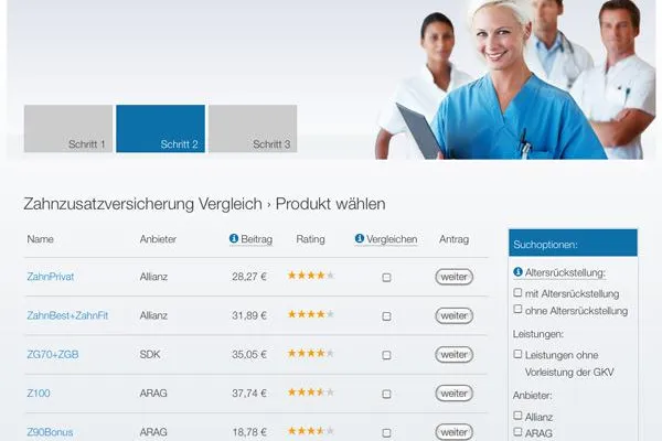 Bild: Zahnversicherungsschutz.de – Vergleich Zahnzusatzversicherung mit eigenem Online-Vergleichsrechner