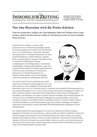 Bild: Ronny Kazyska (M.Sc.) als Gastautor in der Immobilien Zeitung