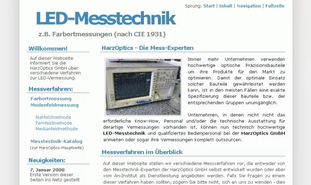 Bild: HarzOptics GmbH informiert im Internet über LED-Messtechnik