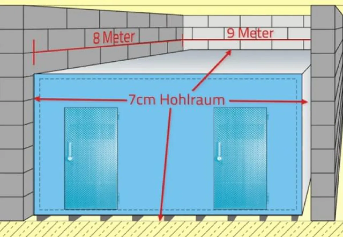 Umgebungsbereich einer Kühlzelle mit Schimmelbefall