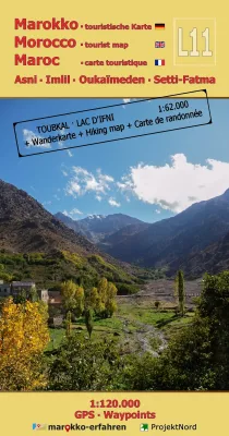 Bild: Marokko touristische Landkarte L11 Asni - Imlil - Oukaïmeden - Setti-Fatma + Wanderkarte Toubkal & Lac d`Ifni