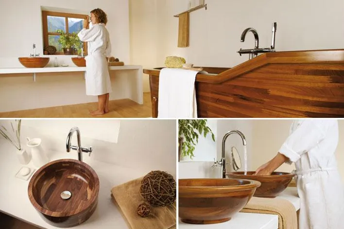 Bild: Holz im Badezimmer – Edel trifft Natürlich und schafft so eine warme Atmosphäre in Ihrem Leben.