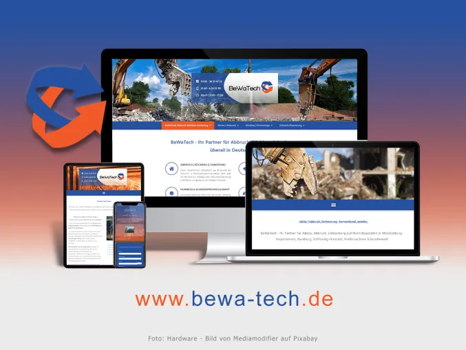 Bild: Webrelaunch bei BeWaTech – Abriss / Abbruch, Rückbau / Demontage und Schadstoffsanierung bundesweit