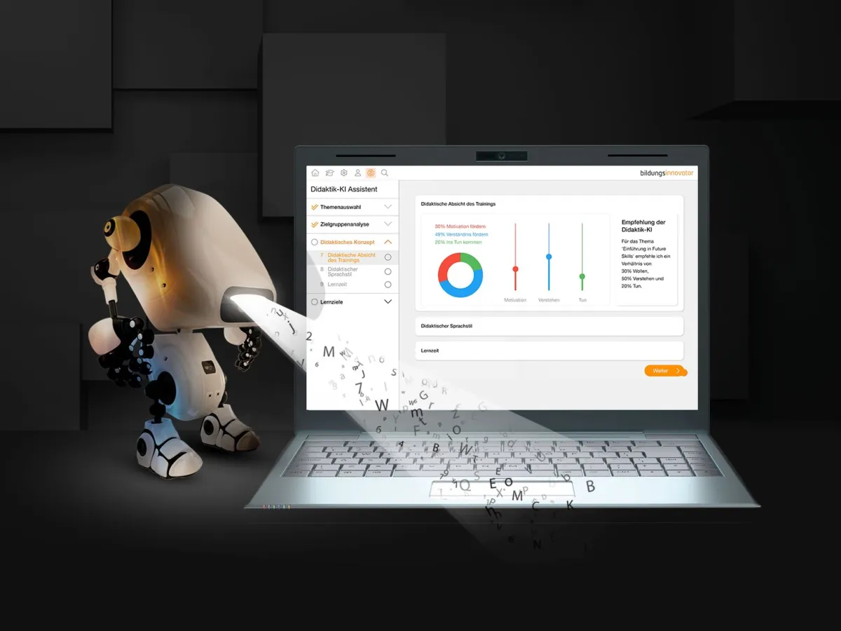 KI revolutioniert das Lernen in Unternehmen. Die Didaktik-KI von Bildungsinnovator macht es wirksam. (© Bildungsinnovator GmbH)