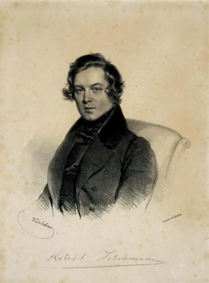 Robert Schumann, Lithografie von Josef Kriehuber, 1839