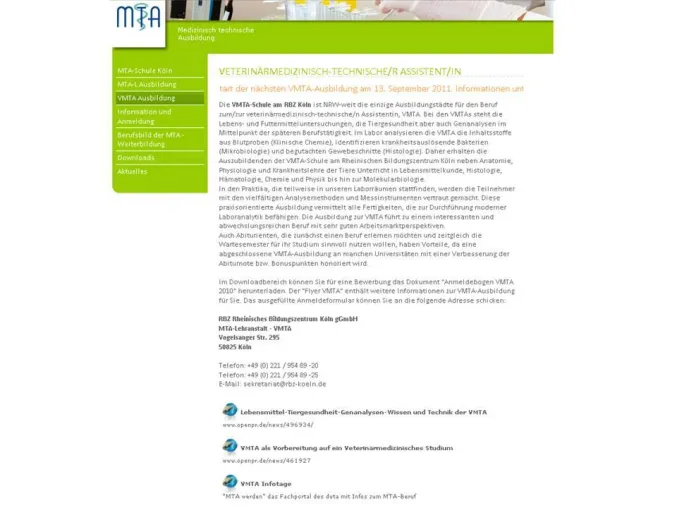 Bild: MTA-Schule für Veterinärmedizinisch-Technische Assistenten (VMTA) in Köln