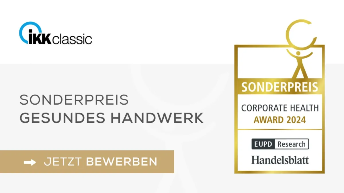 Bewerbungsstart 2024 für den Sonderpreis „Gesundes Handwerk“ eröffnet (© EUPD Research)