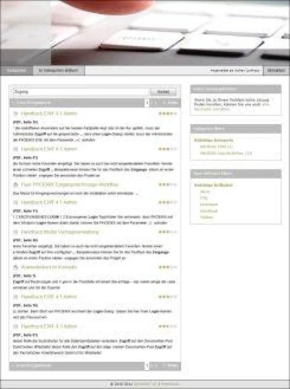 Suche im Portal des Workflowsystems PHOENIX