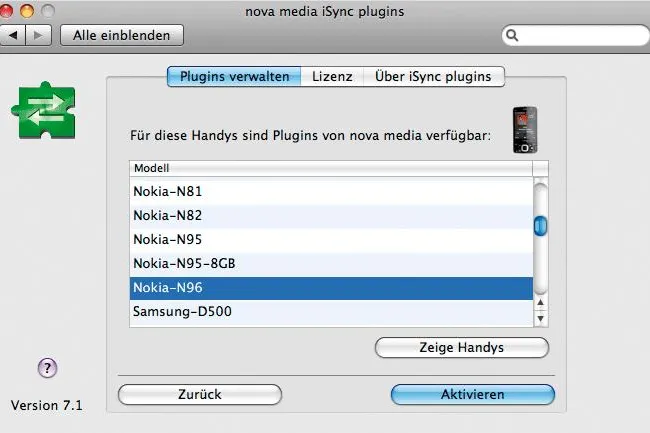 Bild: iSync plugins synchronisiert 200 Handys mit Mac OS X