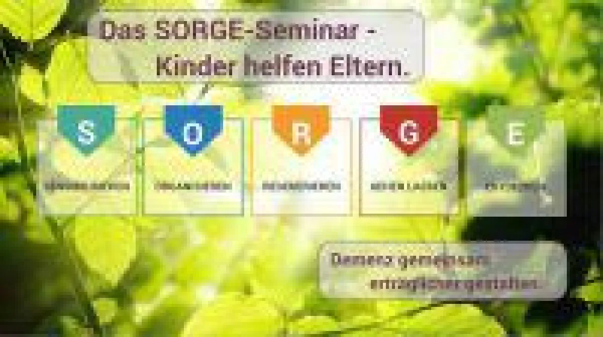 Das SORGE Seminar richten sich an Kinder und Enkelkinder von an einer Demenz erkrankten Müttern, Vätern oder Großeltern.